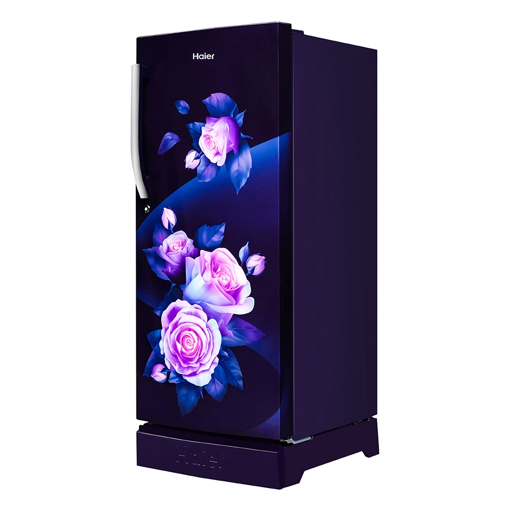 Haier 190L 3 Star Direct Cool Single Door Refrigerator with Toughened Glass Shelf & Base Drawer in premium glossy Marine Rose Finish HRD-2103PMR-P